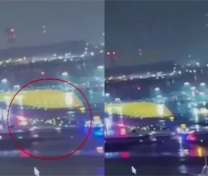 VIDEO muestra el momento exacto del choque entre avi&oacute;n de Air Canada y cami&oacute;n de bomberos en Nueva York 