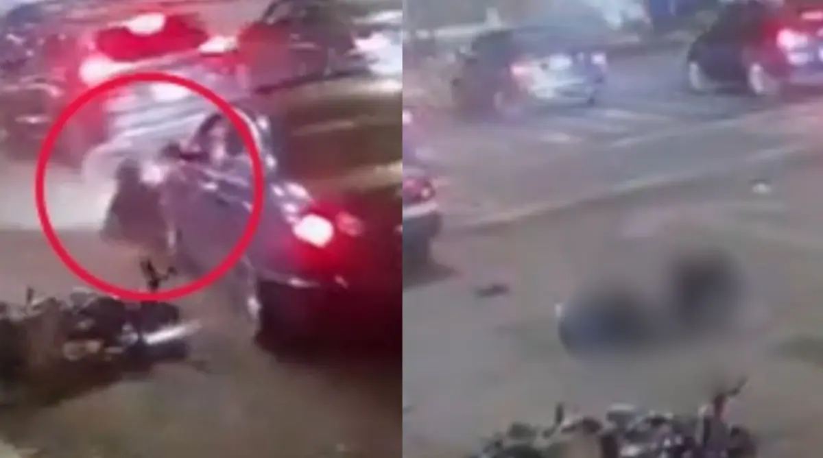  Así fue el momento en que el automovilista embistió al motociclista en Iztacalco. 
