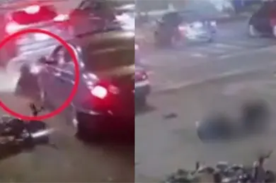 Automovilista embiste y pasa por encima a motociclista en Iztacalco