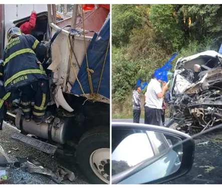 Tragedia en la M&eacute;xico-Toluca: choque de camiones deja un muerto y varios heridos