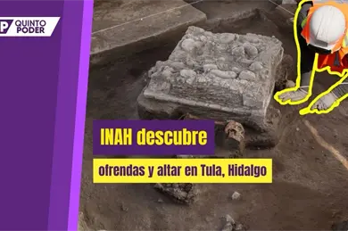 INAH halla altar tolteca con cr&aacute;neos en Hidalgo