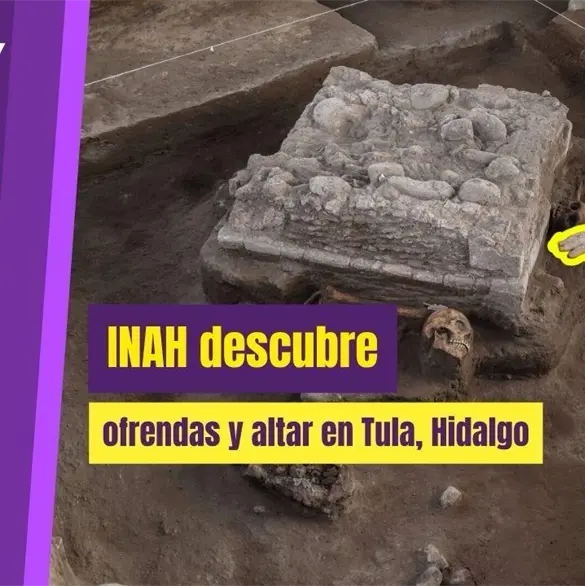 INAH halla altar tolteca con cr&aacute;neos en Hidalgo
