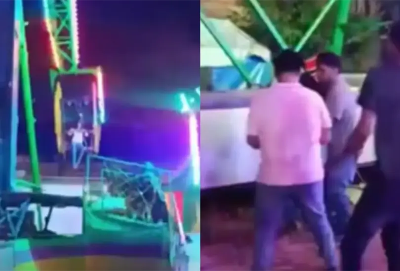 Un video difundido en redes muestra el instante en que una joven sale proyectada del “martillo”. Un video difundido en redes muestra el instante en que una joven sale proyectada del “martillo”.