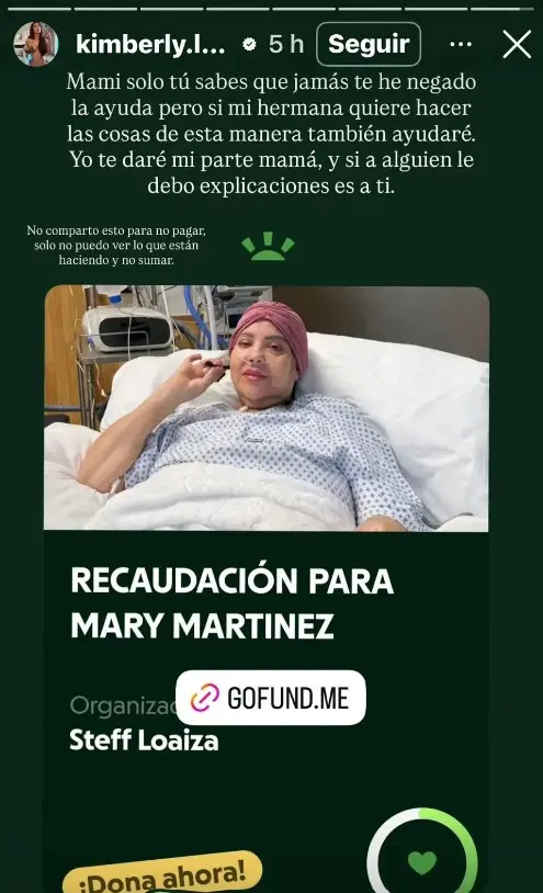 Kimberly Loaiza pide donaciones Redes sociales