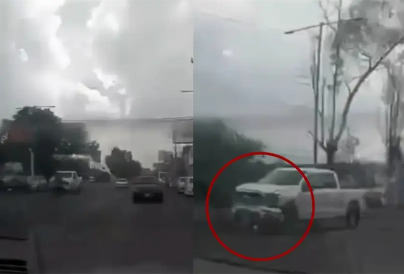 As&iacute; captaron el momento en que un motociclista es arrastrado varios metros por una camioneta en Tultitl&aacute;n, Edomex