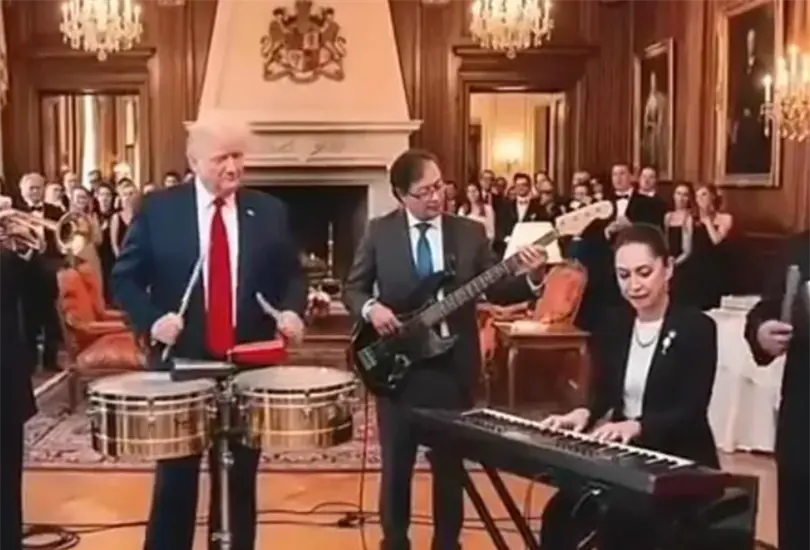 La grabaci&oacute;n, de poco m&aacute;s de un minuto, presenta una escena ficticia donde distintos l&iacute;deres pol&iacute;ticos comparten un momento musical.