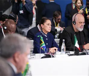 En cumbre internacional, Sheinbaum impulsa redirigir 10% del gasto militar global a la deforestaci&oacute;n