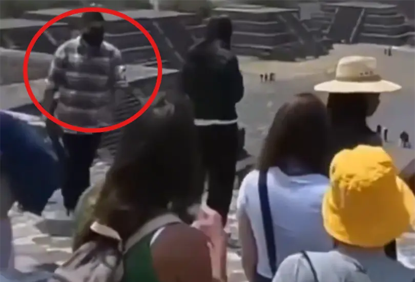 El video del agresor cuando lleg&oacute; a la Pir&aacute;mide de la Luna.