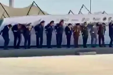 Se desploma escenograf&iacute;a en evento de Delfina G&oacute;mez con militares en Santa Luc&iacute;a | VIDEO