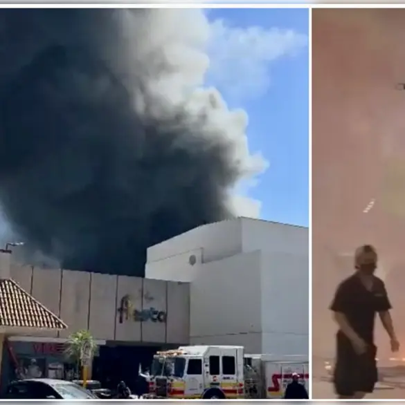 Fuerte incendio consume plaza en Los Mochis; reportan varios muertos y m&uacute;ltiples lesionados