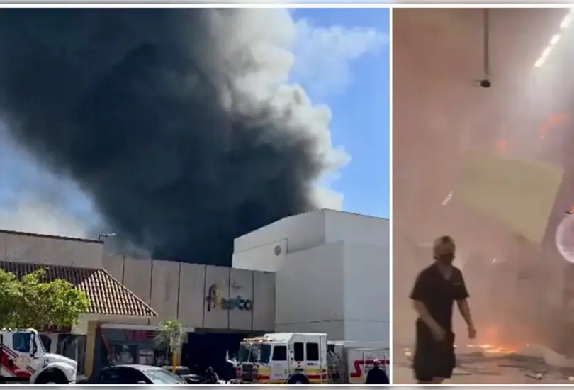 Fuerte incendio consume plaza en Los Mochis; reportan varios muertos y m&uacute;ltiples lesionados