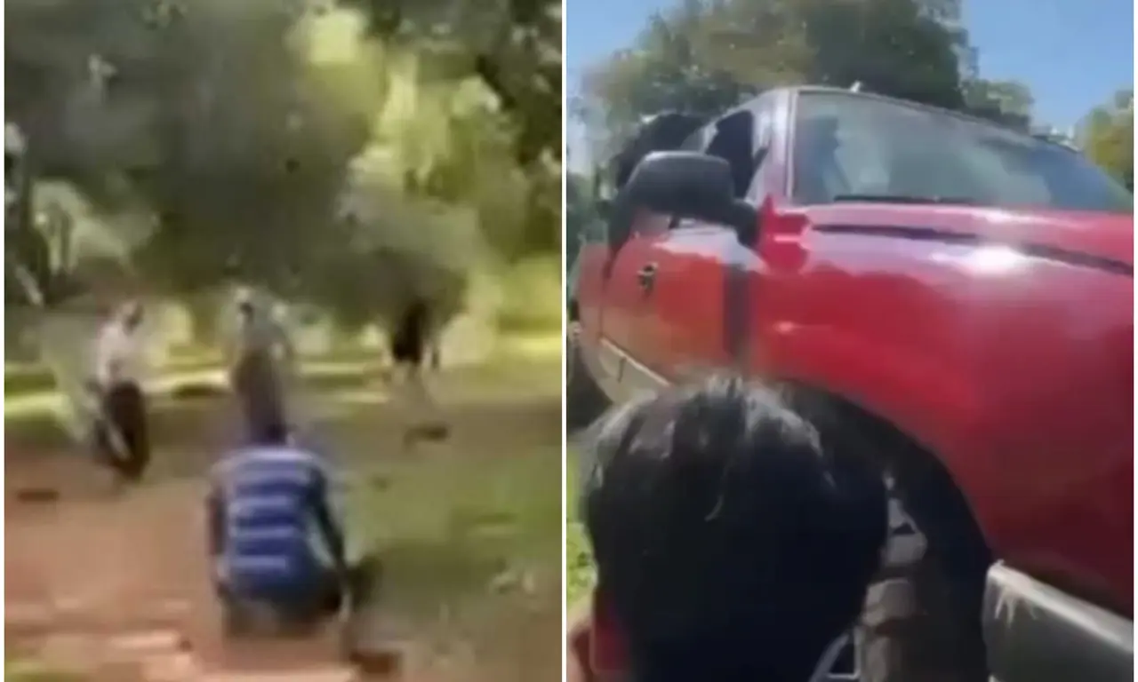  Trabajadores del campo corrieron para resguardarse tras quedar en medio de un enfrentamiento armado en Charapan. 