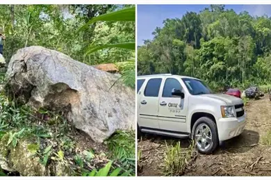 Hombre muere aplastado por roca de m&aacute;s de dos toneladas en Veracruz, habitantes ayudaron a rescatar el cuerpo