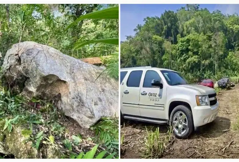 Hombre muere aplastado por roca de m&aacute;s de dos toneladas en Veracruz, habitantes ayudaron a rescatar el cuerpo