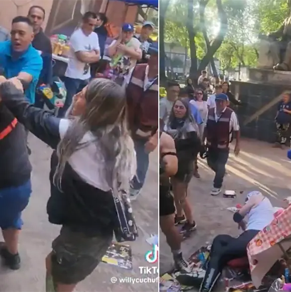 Máximo arroja a luchador en puesto de máscaras y se desata brutal pelea con comerciante Máximo arroja a luchador en puesto de máscaras y se desata brutal pelea con comerciante