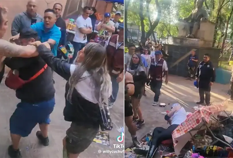 Máximo arroja a luchador en puesto de máscaras y se desata brutal pelea con comerciante Máximo arroja a luchador en puesto de máscaras y se desata brutal pelea con comerciante