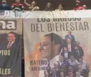 Narcos del Bienestar: PRI desata caos en San L&aacute;zaro con mantas contra Morena y Sheinbaum