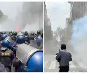 CNTE provoca caos en el Zócalo de CDMX: lanzan petardos e intentan derribar vallas durante protesta CNTE provoca caos en el Zócalo de CDMX: lanzan petardos e intentan derribar vallas durante protesta
