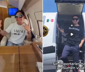 Exhiben a regidor de Morena en Tulum viajando en jet privado y con playera Balenciaga