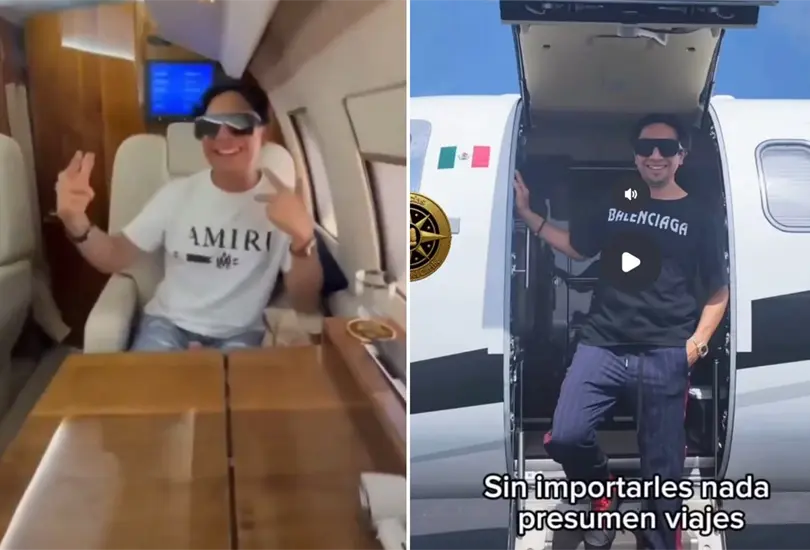Exhiben a regidor de Morena en Tulum viajando en jet privado y con playera Balenciaga Exhiben a regidor de Morena en Tulum viajando en jet privado y con playera Balenciaga
