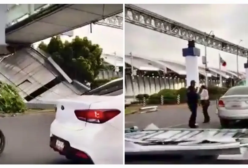 Colapsa parte de un puente en el AICM y deja una mujer herida