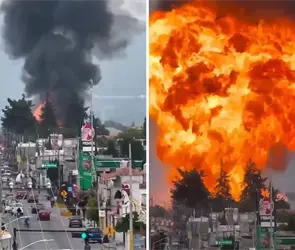 Video capta el momento exacto de la explosi&oacute;n de una pipa en Tepeaca, Puebla
