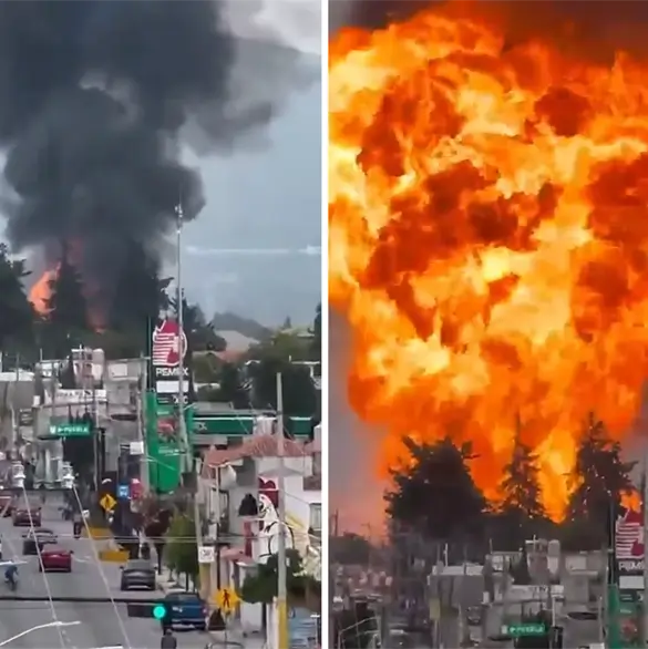 Video capta el momento exacto de la explosi&oacute;n de una pipa en Tepeaca, Puebla