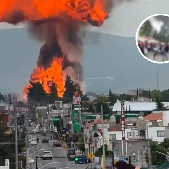Momento exacto en que evacuan a cientos de alumnos tras explosi&oacute;n de pipa en Puebla