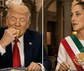 "All&aacute; en M&eacute;xico, aman a Donald": Trump publica video comiendo tacos junto a Sheinbaum