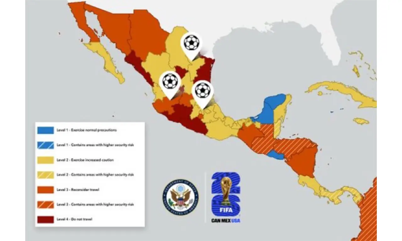  EE.UU. actualiza alerta para viajeros y publica mapa de seguridad de México para evitar seis estados 