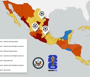 EE.UU. actualiza alerta para viajeros y publica mapa de seguridad de M&eacute;xico para evitar seis estados