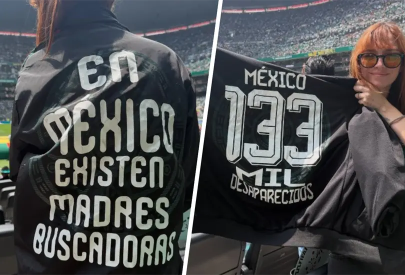 Regina Blandón protesta durante el Mundial