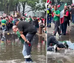Aficionado que cobraba 100 pesos por cruzar un charco tira a pasajero al agua