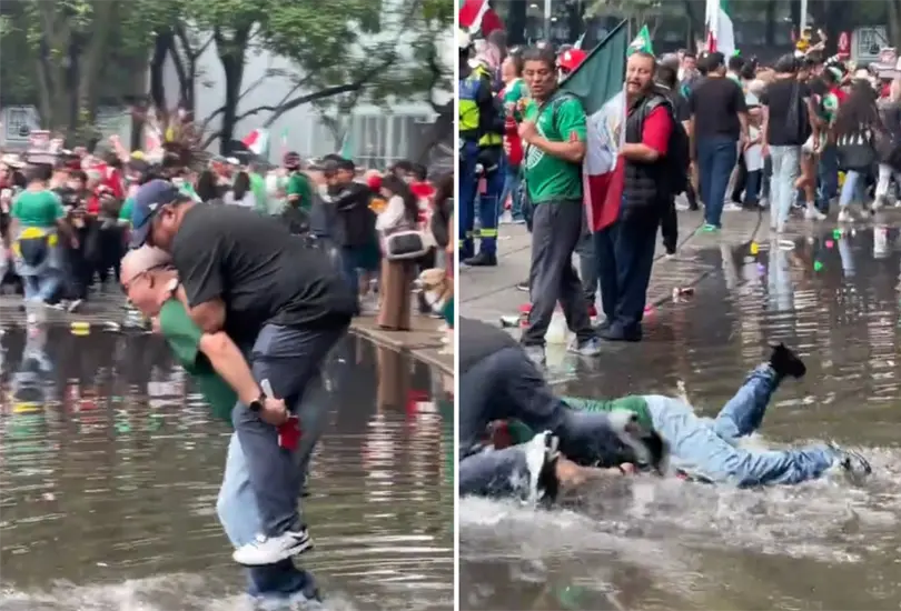 Aficionados caen al agua Aficionados caen al agua