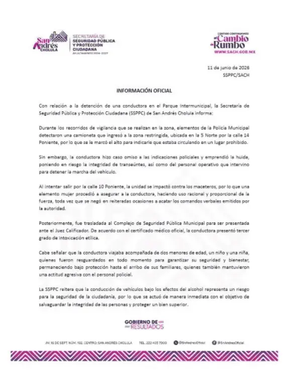 Según la dependencia, la intervención ocurrió luego de que la conductora ingresara con una camioneta a una zona restringida para la circulación vehicular. X.