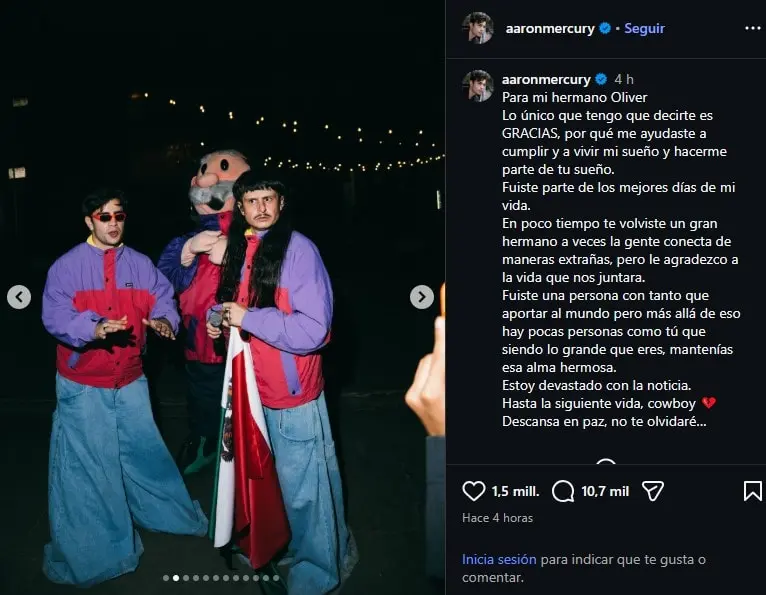 Aaron Mercury lamento la muerte de su amigo Olvier Tree. Especial