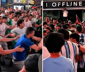 "Viajar tanto para agarrarse a patadas": difunden video de argentinos en ri&ntilde;a en pleno coraz&oacute;n de Nueva York
