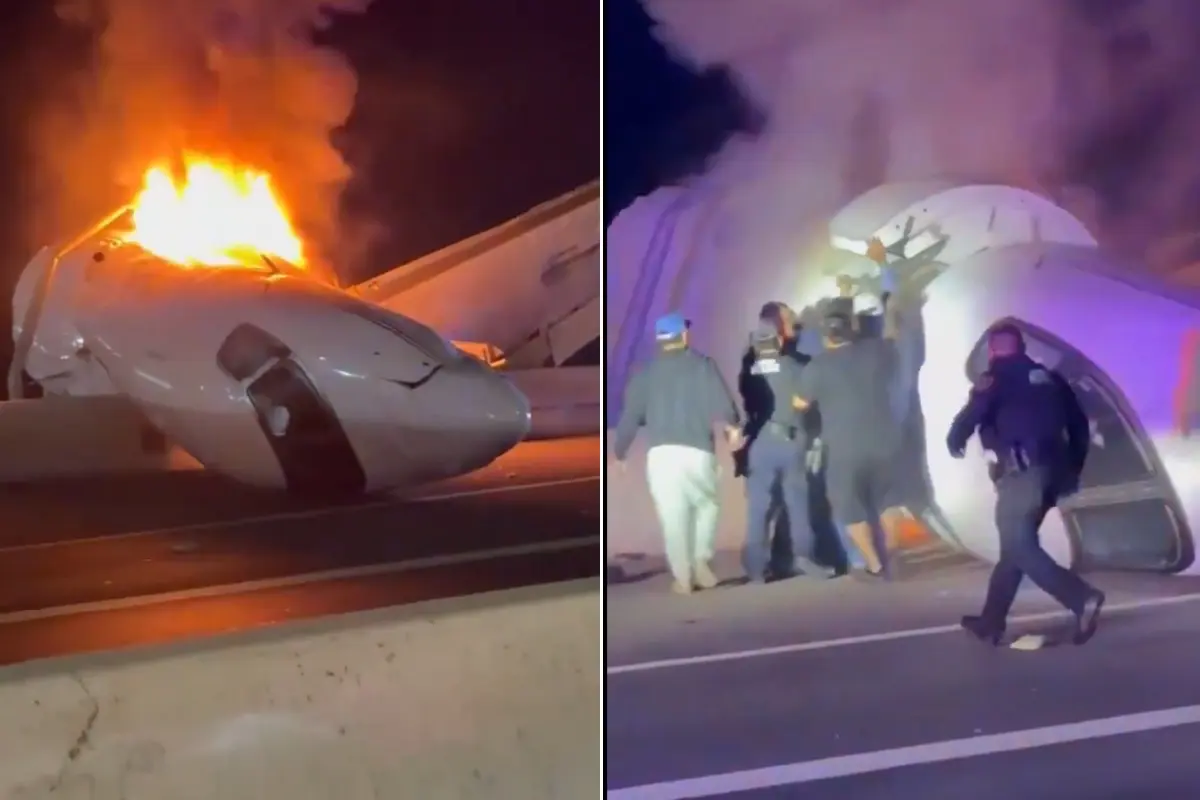  El jet no logró llegar al aeropuerto y terminó impactando una vía transitada en Laredo. 
