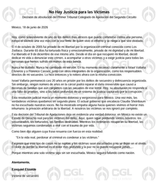 Carta de Ezequiel Elizalde Especial
