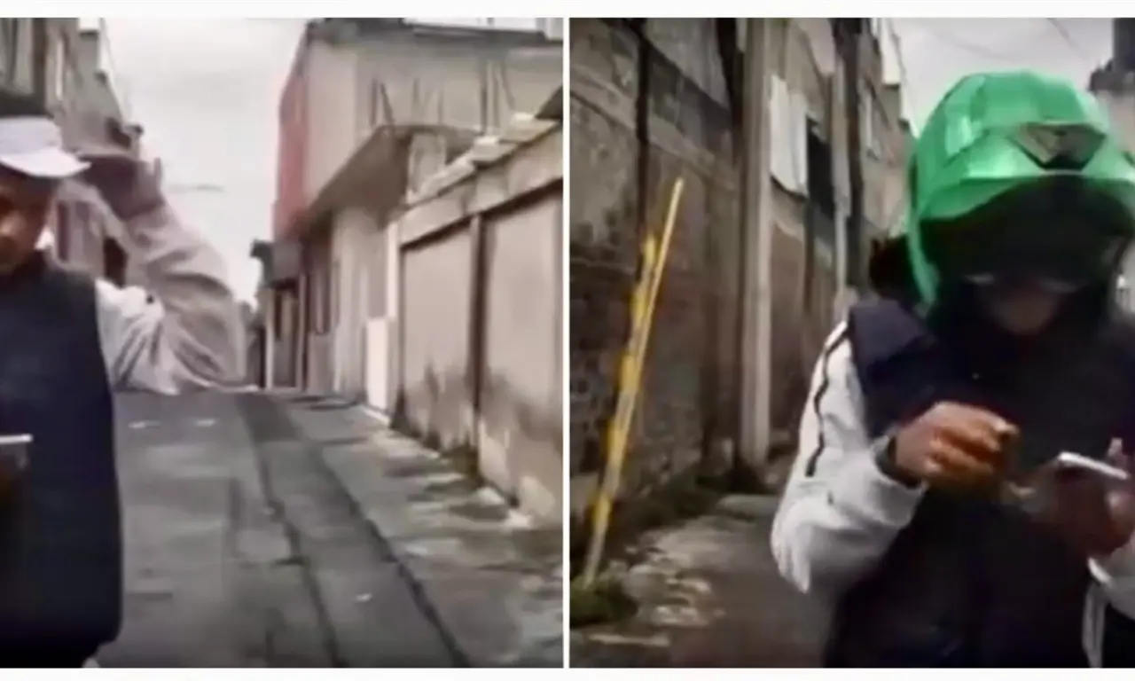  Pasajero asalta a motociclista al terminar el viaje y todo queda grabado por la cámara de su casco 
