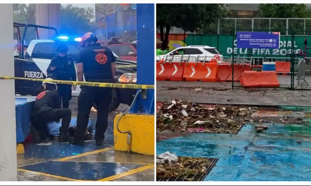  Tormenta mortal sorprende a Monterrey; mujer muere tras caerle un anuncio de farmacia en plena lluvia 