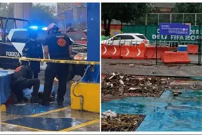 Tormenta mortal sorprende a Monterrey; mujer muere tras caerle un anuncio de farmacia en plena lluvia