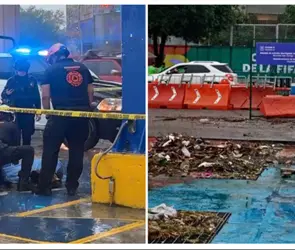 Tormenta mortal sorprende a Monterrey; mujer muere tras caerle un anuncio de farmacia en plena lluvia