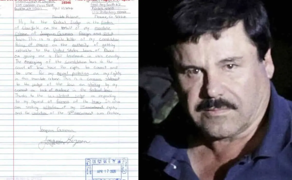  En la nueva misiva el narcotraficante reiteró su petición de extradición a México. 