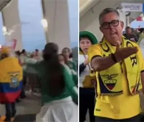 Redes estallan contra mexicana que lanz&oacute; cerveza a aficionados ecuatorianos en Estadio CDMX
