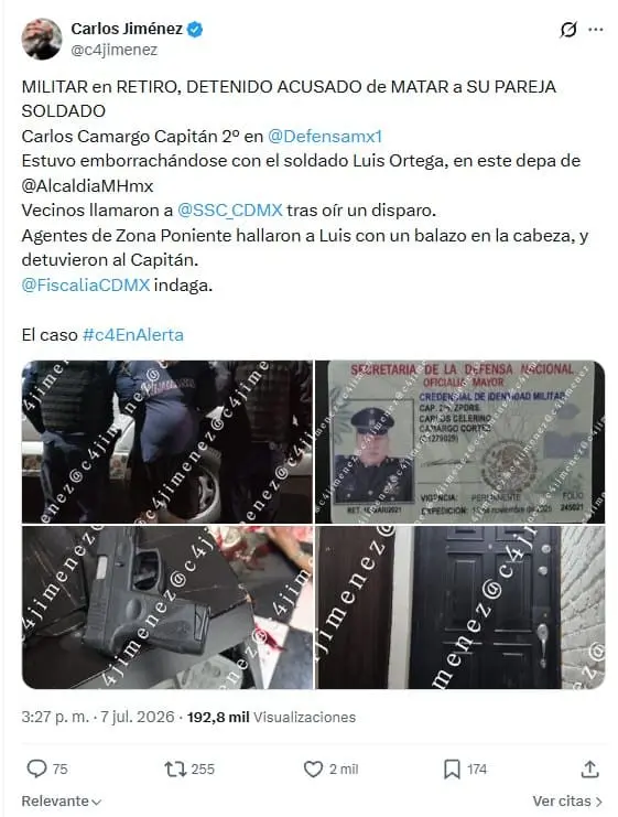 Militar detenido Captura de pantalla