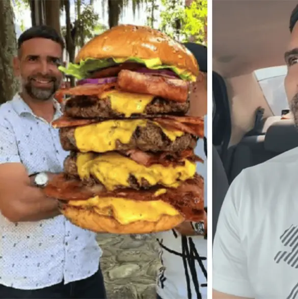 Hombre viral por la hamburguesa triple reaparece y se defiende de las críticas Hombre viral por la hamburguesa triple reaparece y se defiende de las críticas