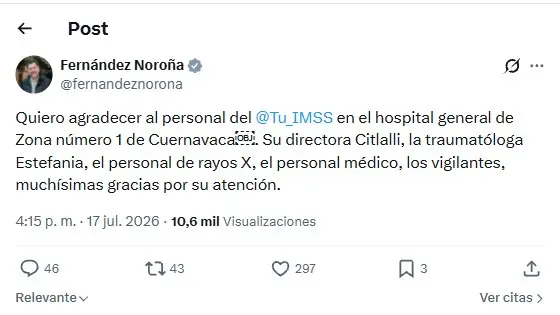 Canceló actividades y agradeció al IMSS Especial