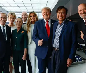 As&iacute; fue la aparici&oacute;n de Sheinbaum con Trump, Carney y los reyes de Espa&ntilde;a en la final del Mundial 2026