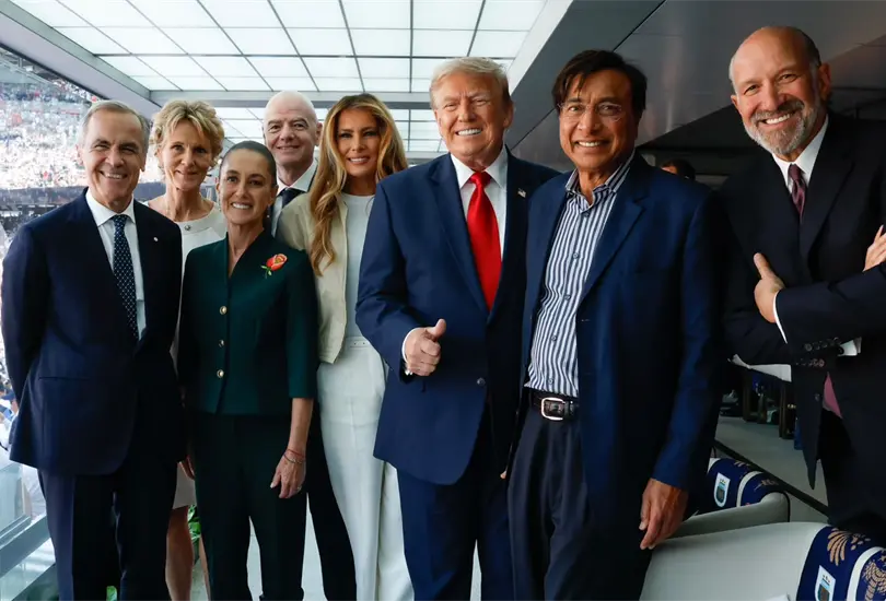 Así fue la aparición de Sheinbaum con Trump, Carney y los reyes de España en la final del Mundial 2026 Así fue la aparición de Sheinbaum con Trump, Carney y los reyes de España en la final del Mundial 2026